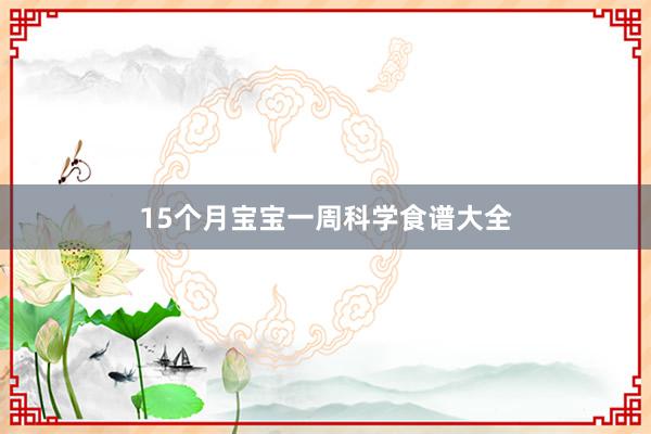 15个月宝宝一周科学食谱大全